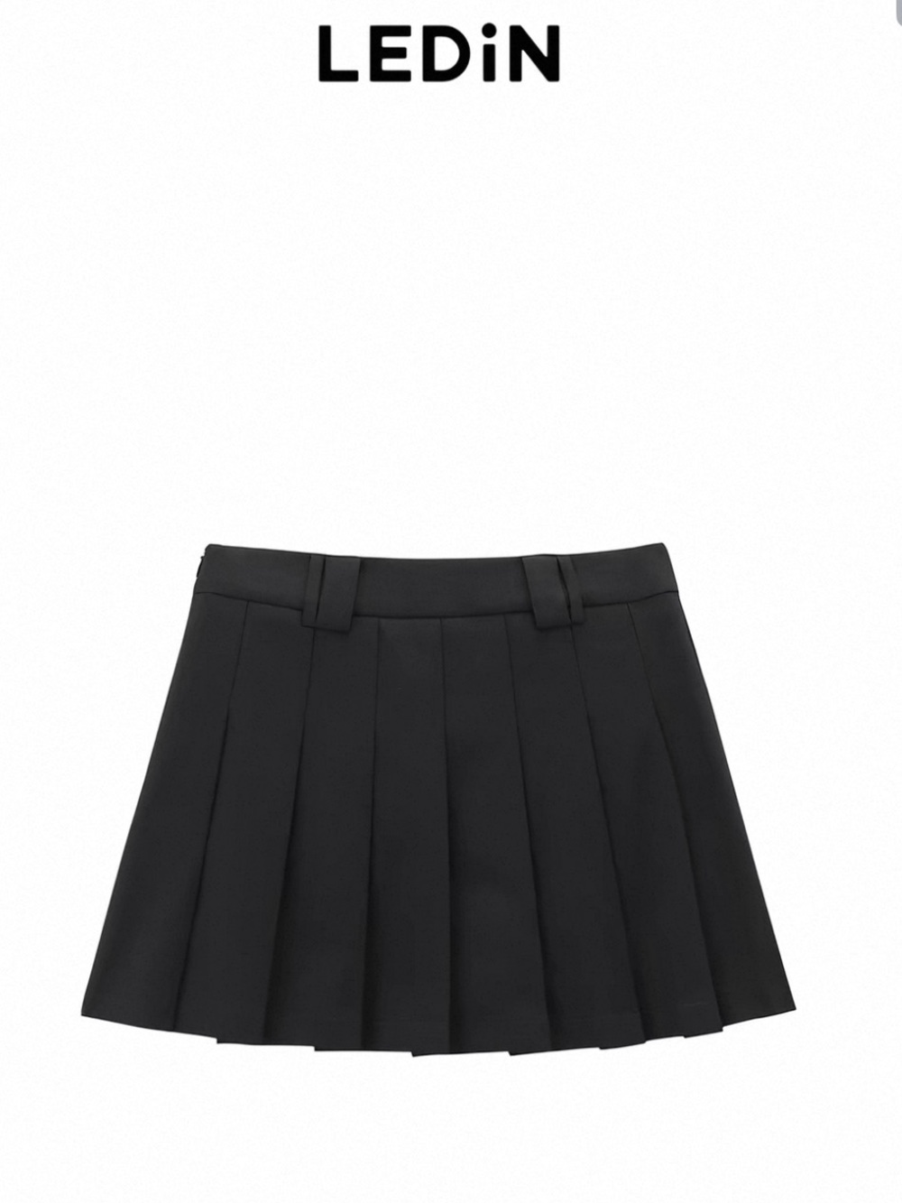 Black Pleated Skater Mini Skirt
